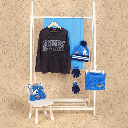Sonic The Hedgehog Hat Gloves + Snood Set for Boys 3 Piece Winter Set Gift