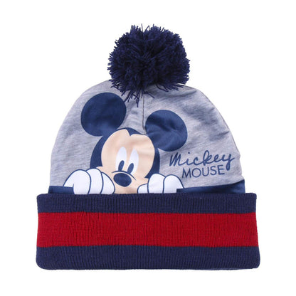 Boys Disney Mickey Mouse 3 Piece Winter Set Bobble Hat + Gloves + Snood Scarf