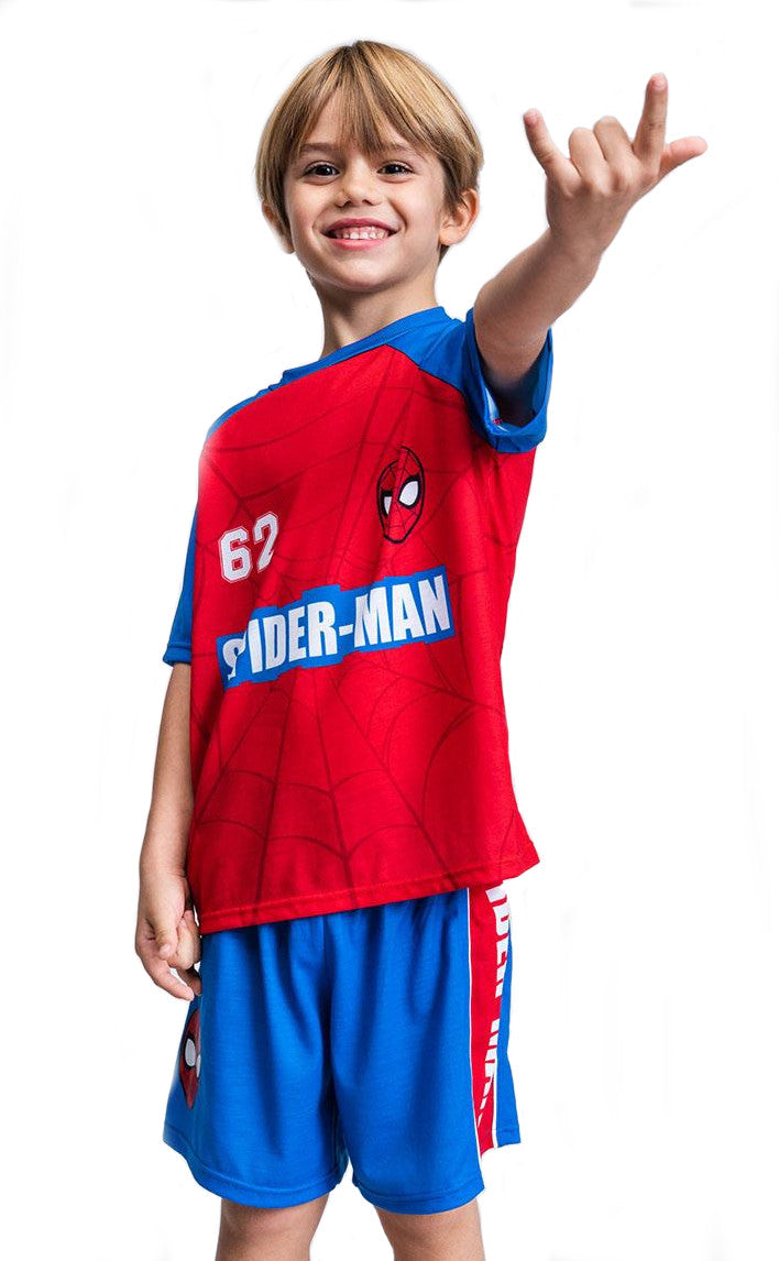 Boys Spiderman Shorts + T-Shirt Set Kids Marvel Short 2 Piece Summer Outfit Tees