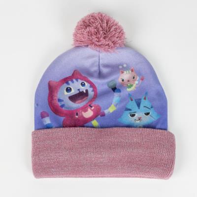 Girls Gabby's Dollhouse Bobble Hat + Gloves Winter Set Kids Gabbys 2 Piece Set