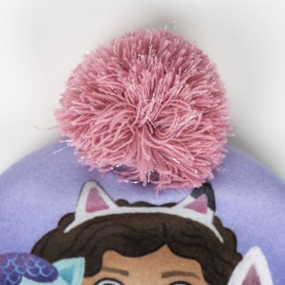 Girls Gabby's Dollhouse Bobble Hat + Gloves Winter Set Kids Gabbys 2 Piece Set