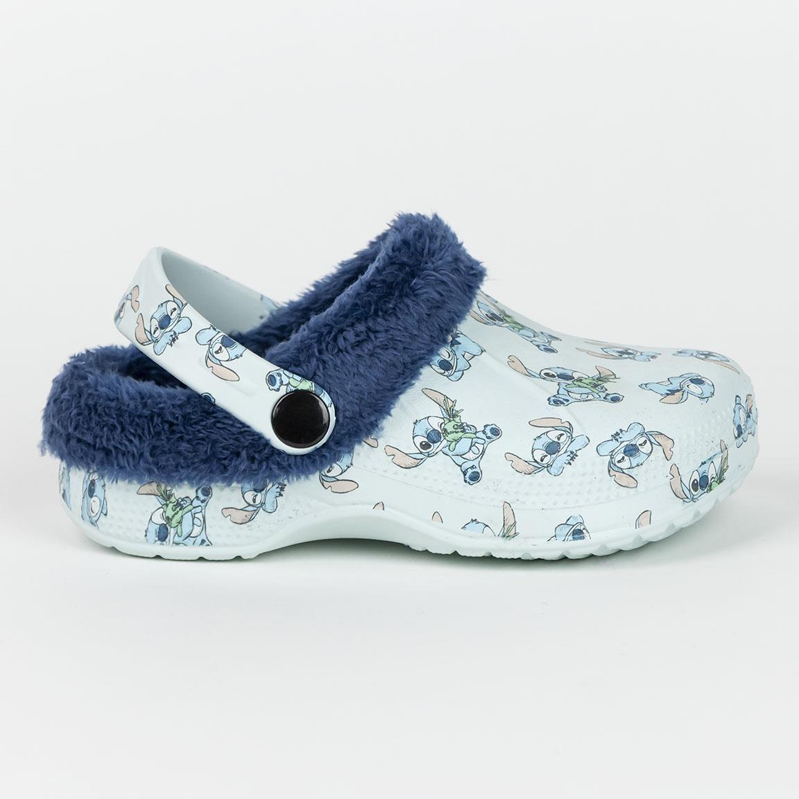 Kids Disney Stitch Clogs Fur Lined Borg Removeable Fleece Slippers House Shoes