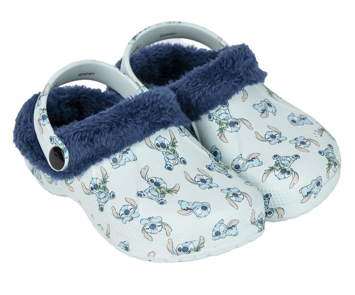 Kids Disney Stitch Clogs Fur Lined Borg Removeable Fleece Slippers House Shoes