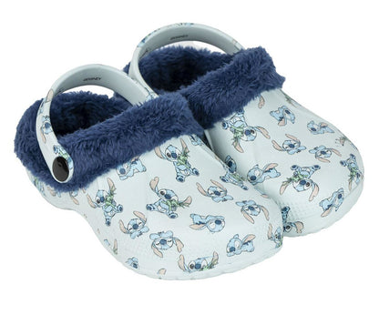 Kids Disney Stitch Clogs Fur Lined Borg Removeable Fleece Slippers House Shoes