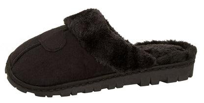 Womens Fleece Lined Slip On Mule Slippers Ladies Plush Faux Fur House Shoes Gift