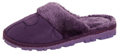 Womens Fleece Lined Slip On Mule Slippers Ladies Plush Faux Fur House Shoes Gift