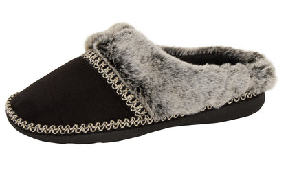Womens Fleece Lined Slip On Mule Slippers Ladies Plush Faux Fur House Shoes Gift