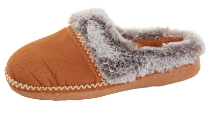 Womens Fleece Lined Slip On Mule Slippers Ladies Plush Faux Fur House Shoes Gift