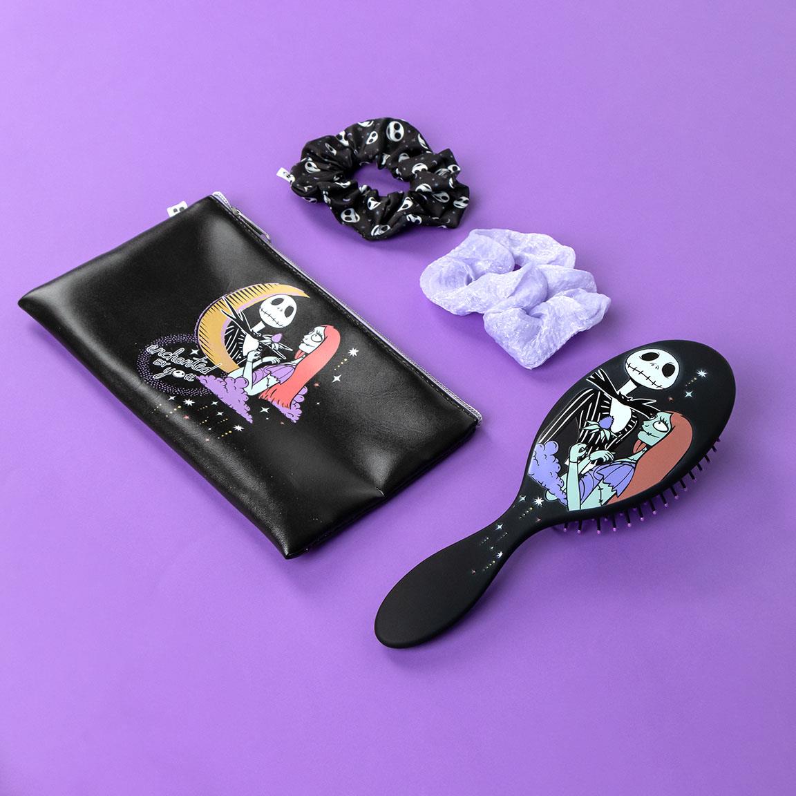 The Nightmare Before Christmas Hairbrush + Cosmetic Bag Gift Set 2 Scrunchies