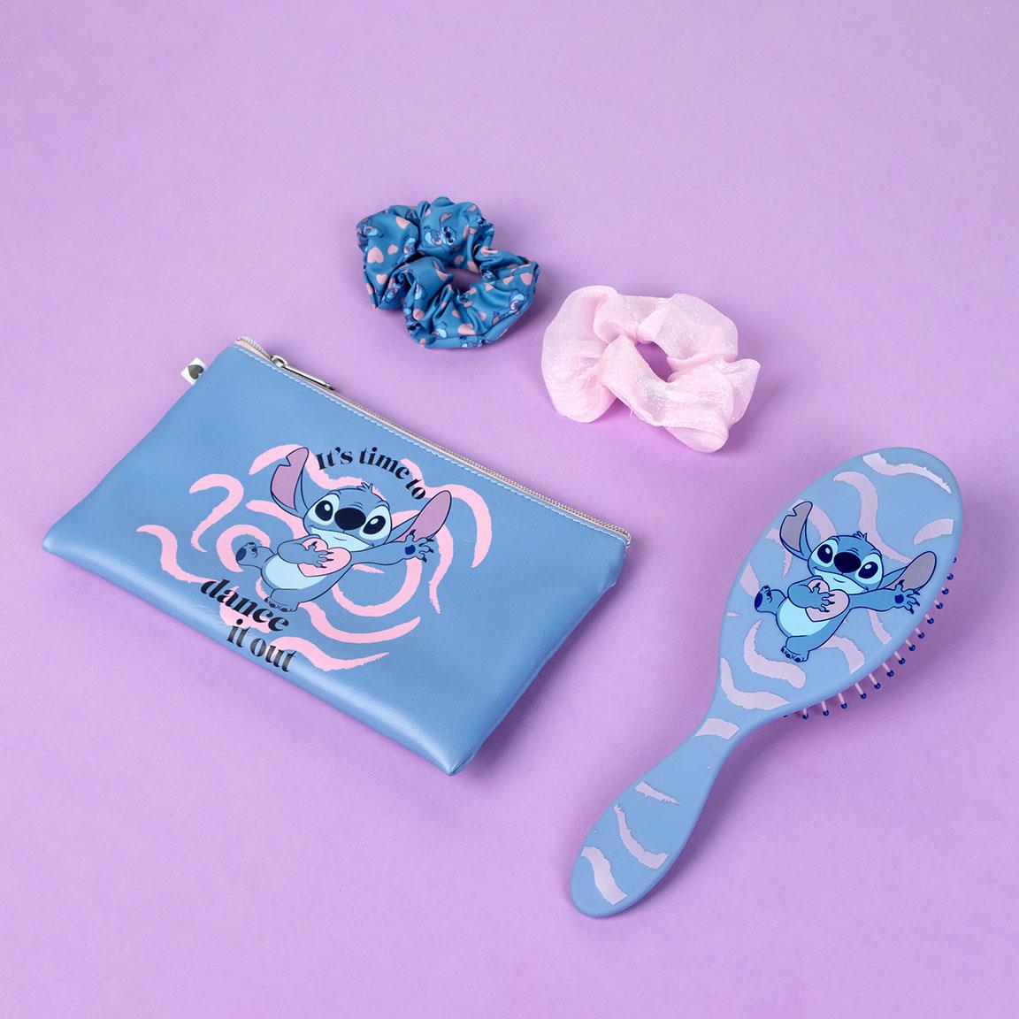Disney Stitch Hair Accessory Set Hairbrush Cosmetic Bag 2 Scrunchies Stitch Gift