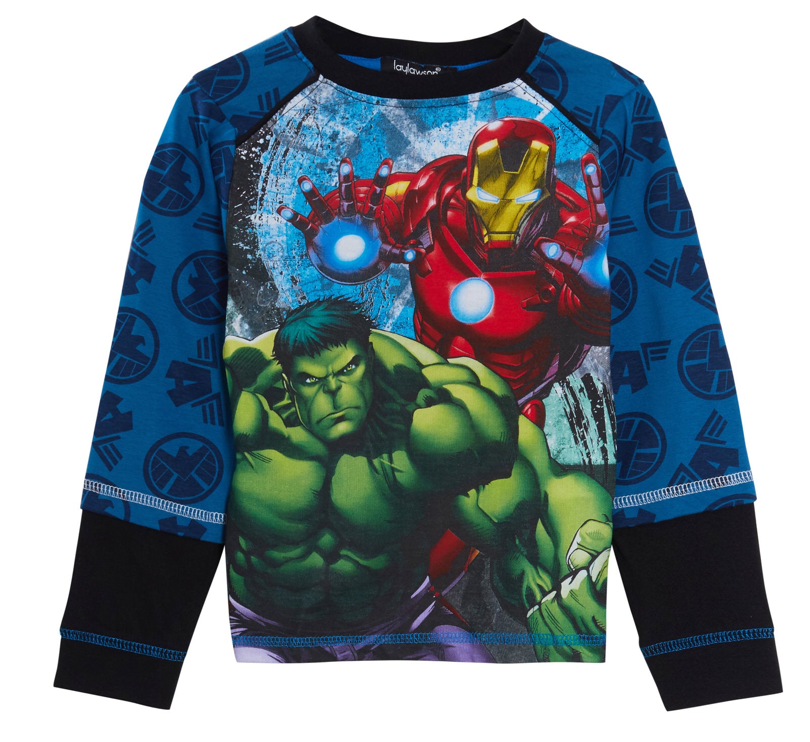 Boys Marvel Avengers Full Length Pyjamas Kids Pjs Set Full Printed Back + Front