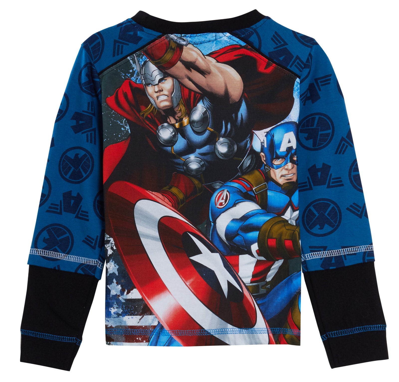Boys Marvel Avengers Full Length Pyjamas Kids Pjs Set Full Printed Back + Front