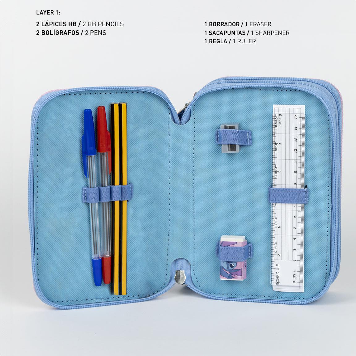 Disney Stitch Filled Pencil Case Kids School Stationery Set Colouring Pencils