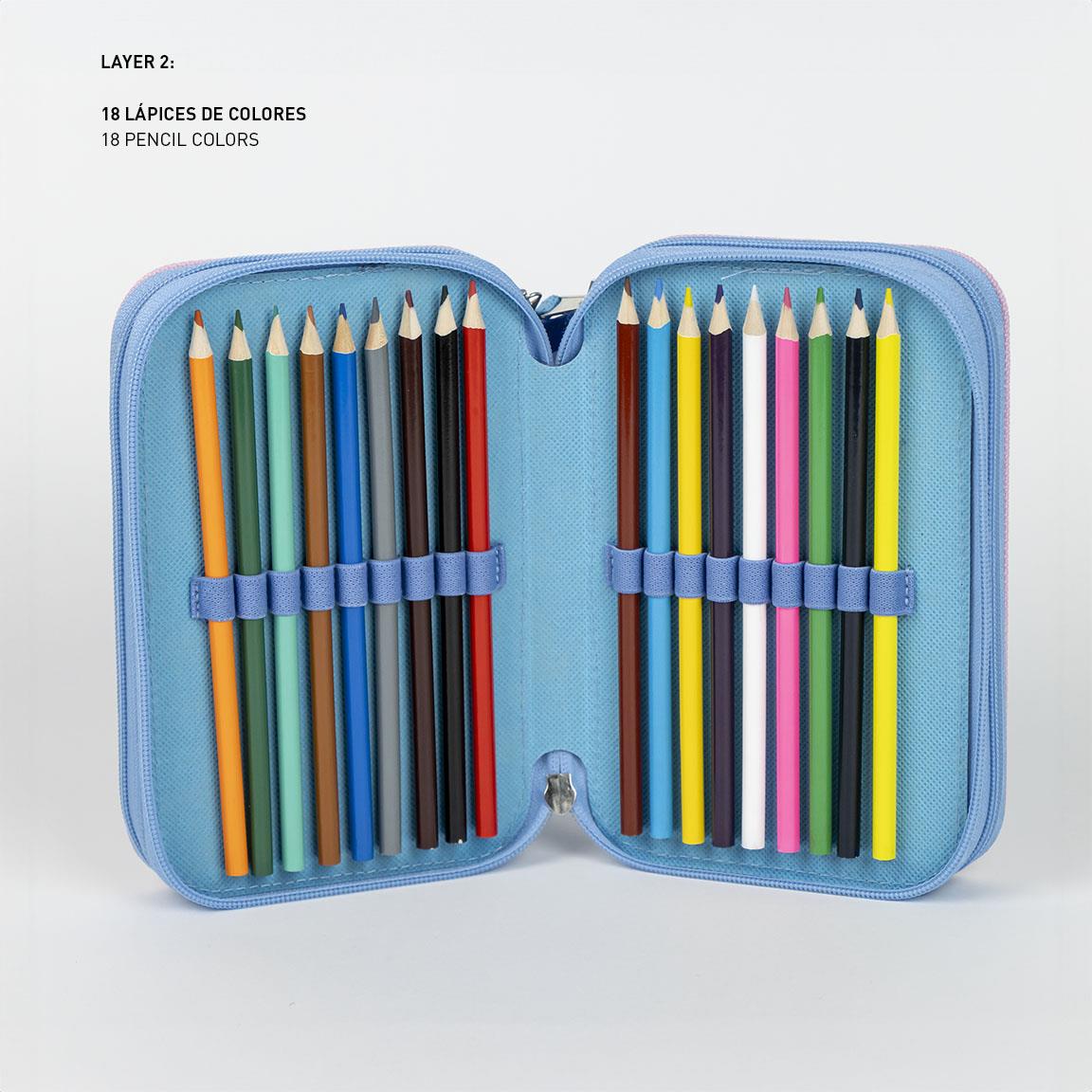 Disney Stitch Filled Pencil Case Kids School Stationery Set Colouring Pencils