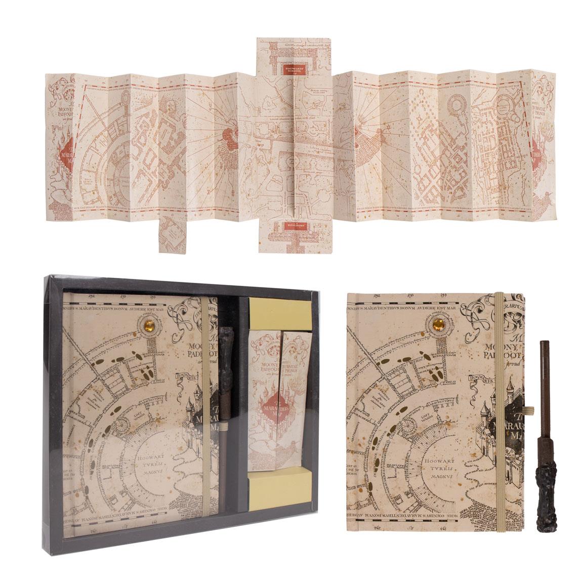 Harry Potter Marauders Map Lights  Notebook Wand Pen Set Adults Kids Gift Boxed