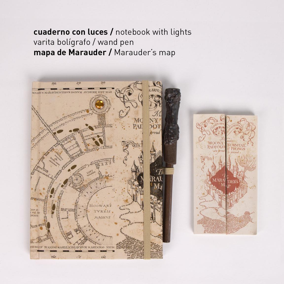 Harry Potter Marauders Map Lights  Notebook Wand Pen Set Adults Kids Gift Boxed
