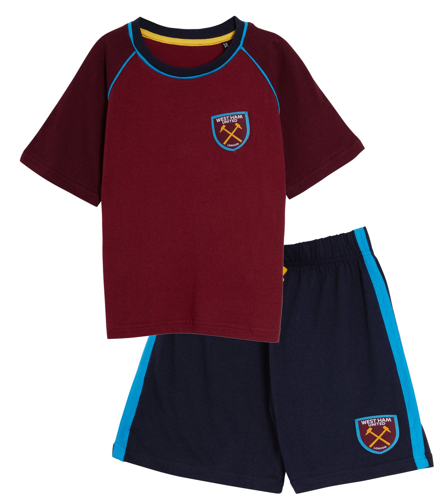 Kids West Ham United Short Pyjamas Boy Premiership Football Kit Shorts T-shirt