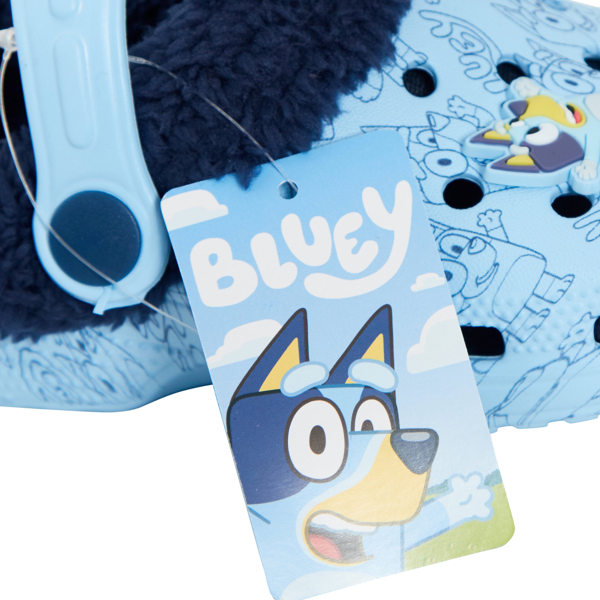 Boys Girls Bluey Clogs with Borg Fur Fleece Lined + Charms Slippers House Shoes