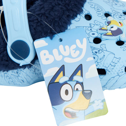 Boys Girls Bluey Clogs with Borg Fur Fleece Lined + Charms Slippers House Shoes