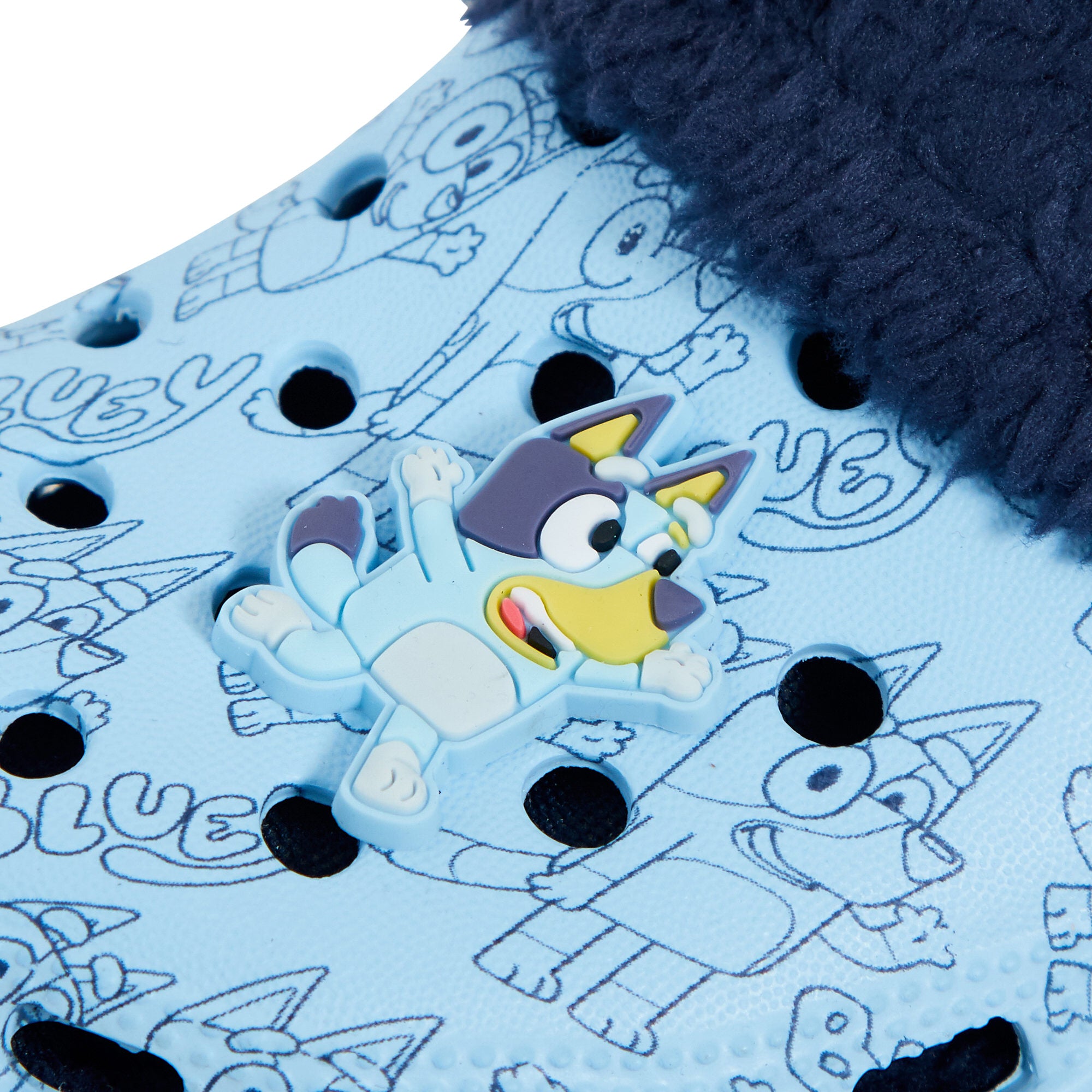 Boys Girls Bluey Clogs with Borg Fur Fleece Lined + Charms Slippers House Shoes