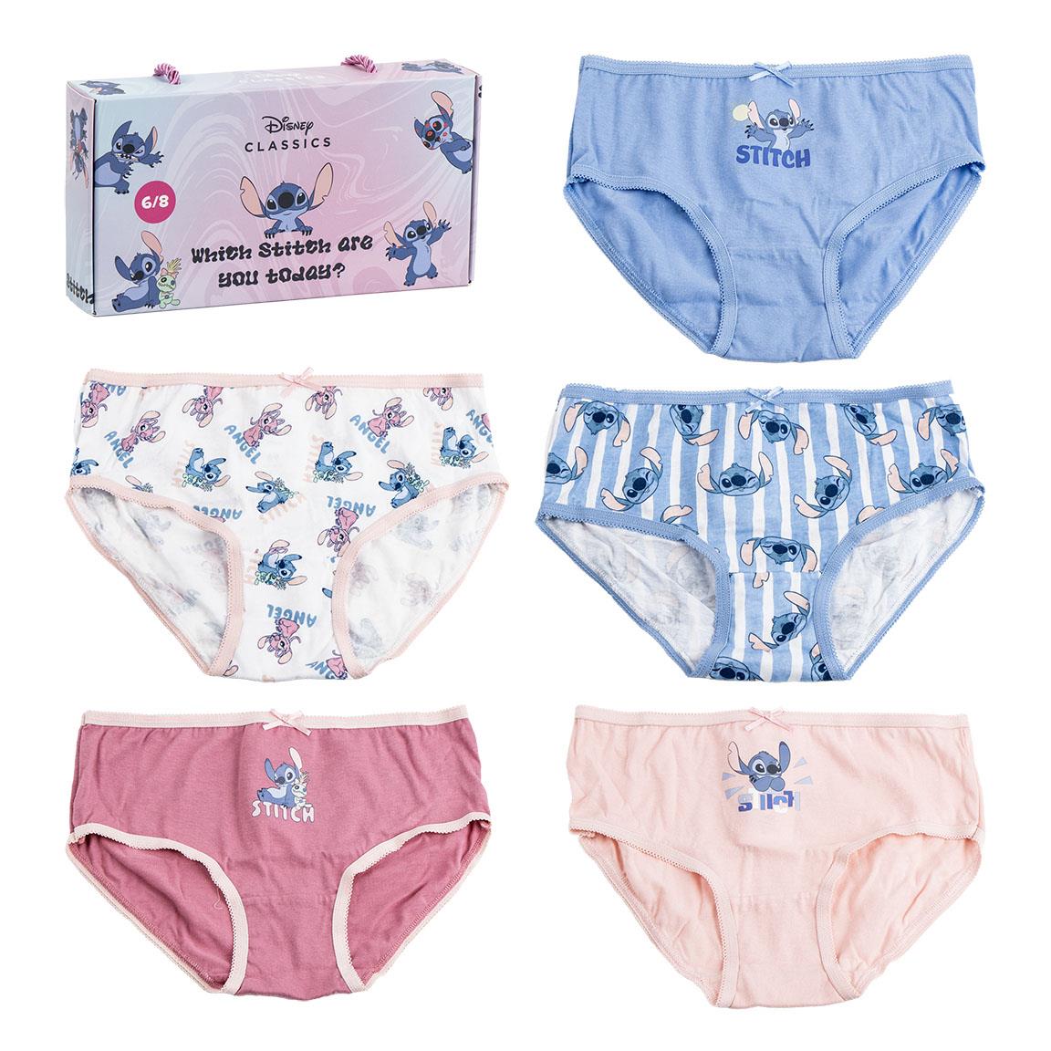 Girls 5 Pack Gift Boxed Disney Stitch Briefs Kids Underwear Knickers Pants Size
