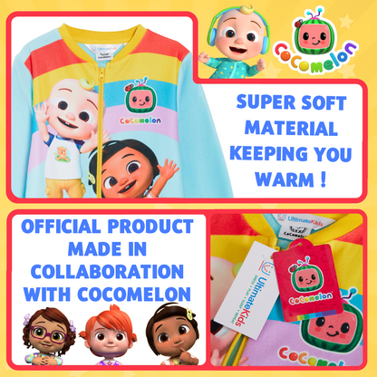 CoComelon All In One Pyjamas Boys Girls Fleece Pjs JJ Zipped Unisex Nightwear