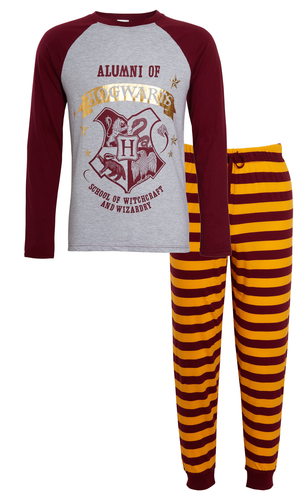 Mens Harry Potter Pyjamas Alumni Hogwarts PJs Gryffindor T-Shirt + Lounge Pants