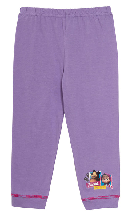 Girls Masha And The Bear Pyjamas Kids Character Full Length Pjs Set Nightwear