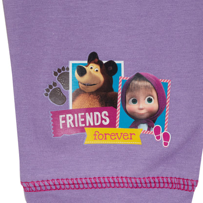 Girls Masha And The Bear Pyjamas Kids Character Full Length Pjs Set Nightwear
