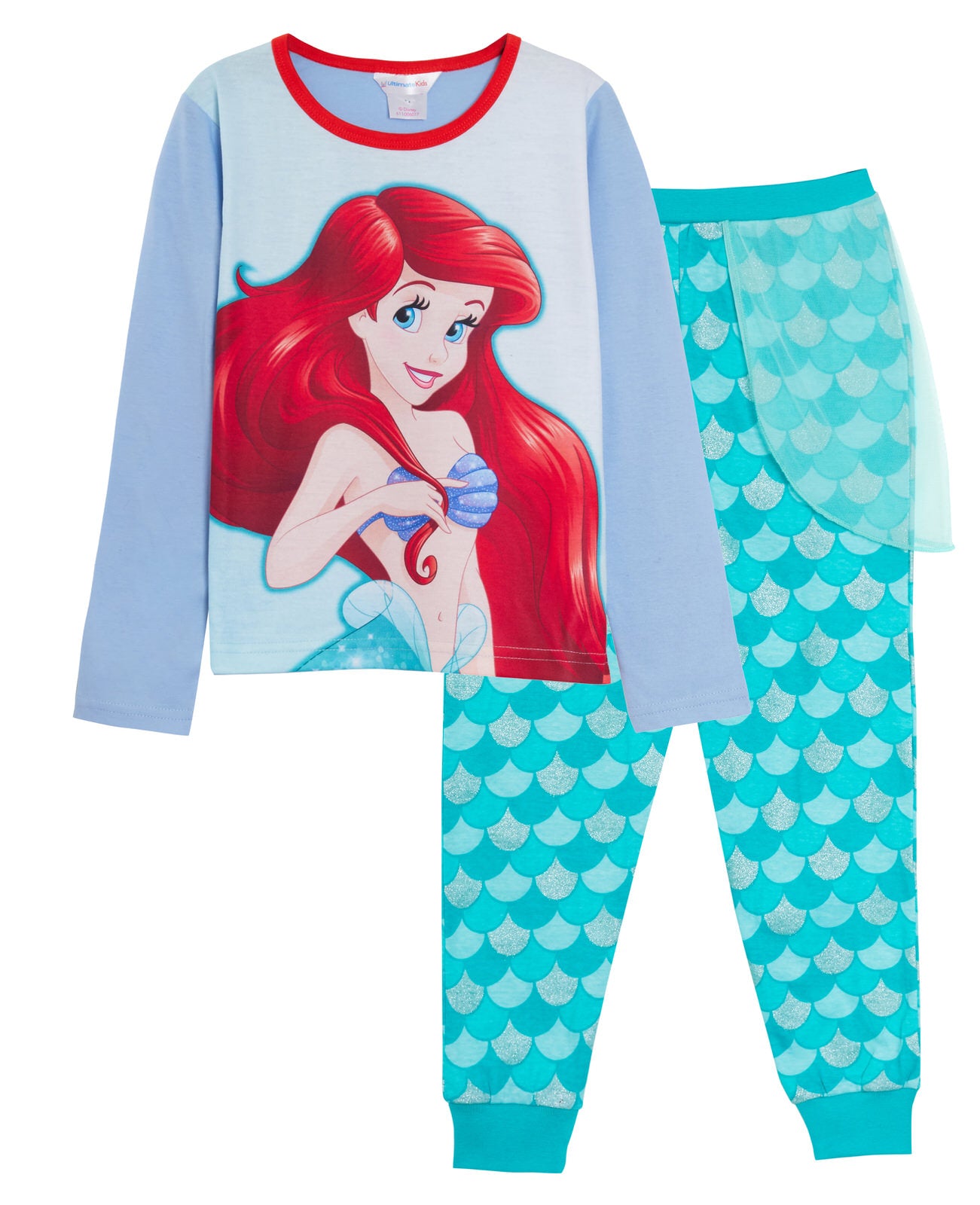 Girls Disney The Little Mermaid Dress Up Pyjamas Ariel Full Length Novelty Pjs