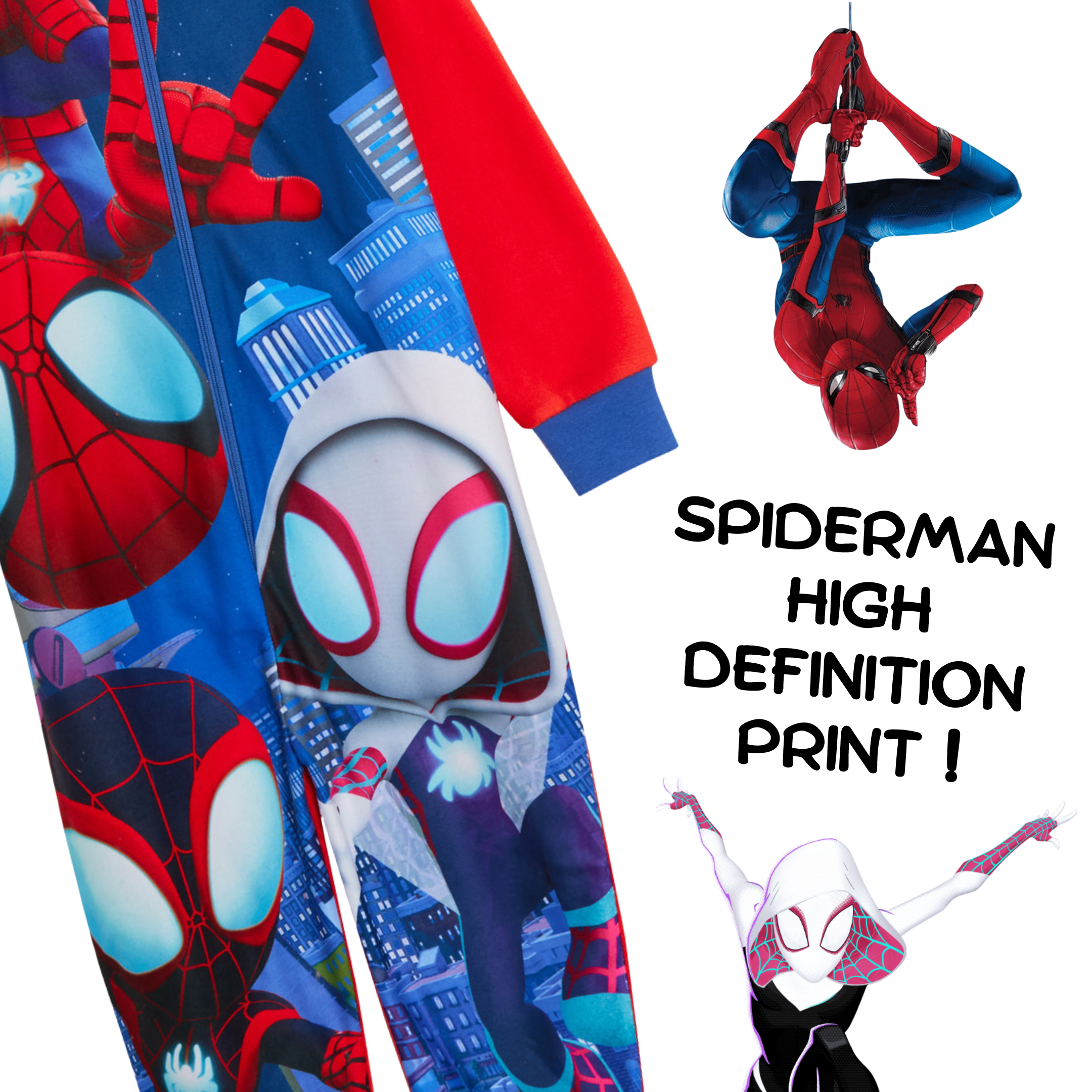 Spidey And His Amazing Friends Fleece All In One Kids Marvel Pyjamas Nightwear