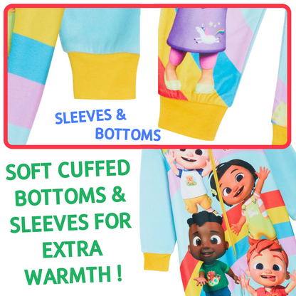 CoComelon All In One Pyjamas Boys Girls Fleece Pjs JJ Zipped Unisex Nightwear