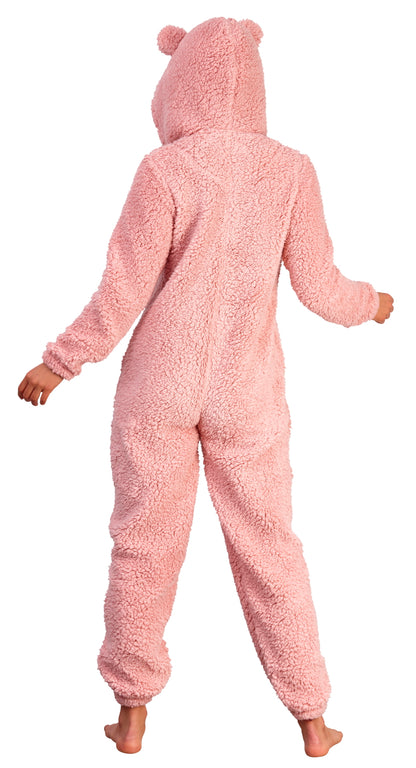 Womens Teddy Bear All In One Luxury 3D Character Novelty Sherpa Fleece Hooded Pjs