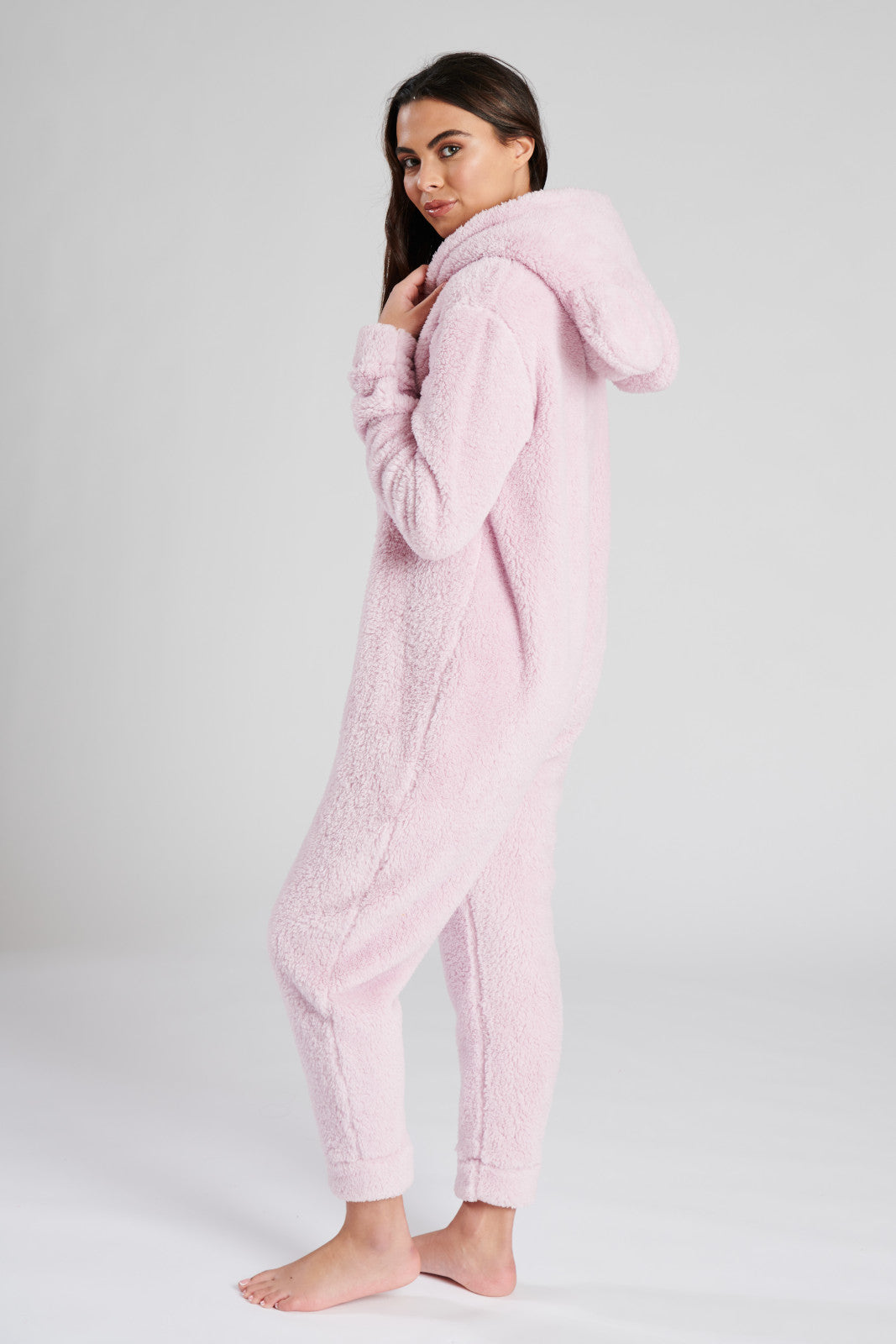 Womens Teddy Bear All In One Luxury 3D Character Novelty Sherpa Fleece Hooded Pjs