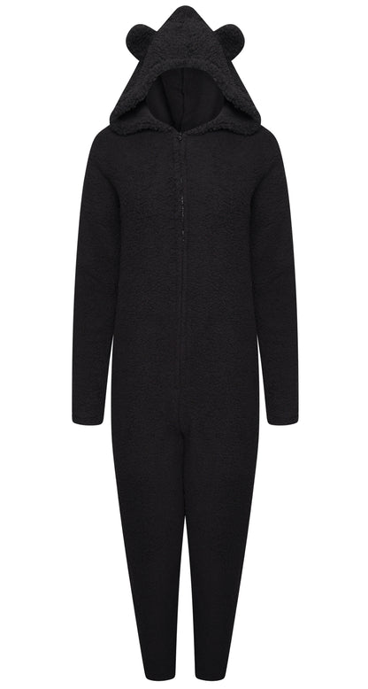 Womens Teddy Bear All In One Luxury 3D Character Novelty Sherpa Fleece Hooded Pjs