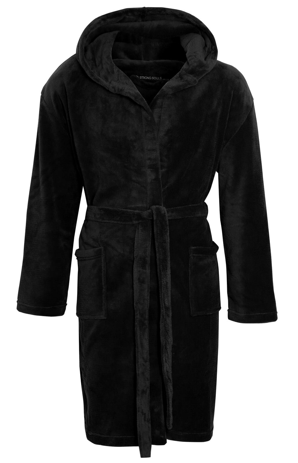 Mens Luxury Fleece Bathrobe Dressing Gown Hooded Bath Robe or Collar Housecoat