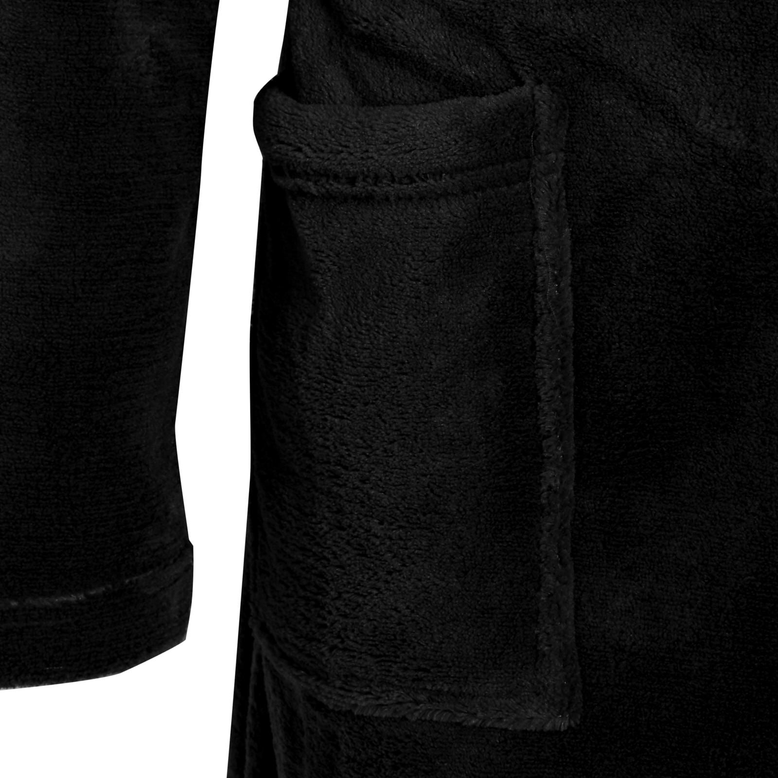 Mens Luxury Fleece Bathrobe Dressing Gown Hooded Bath Robe or Collar Housecoat
