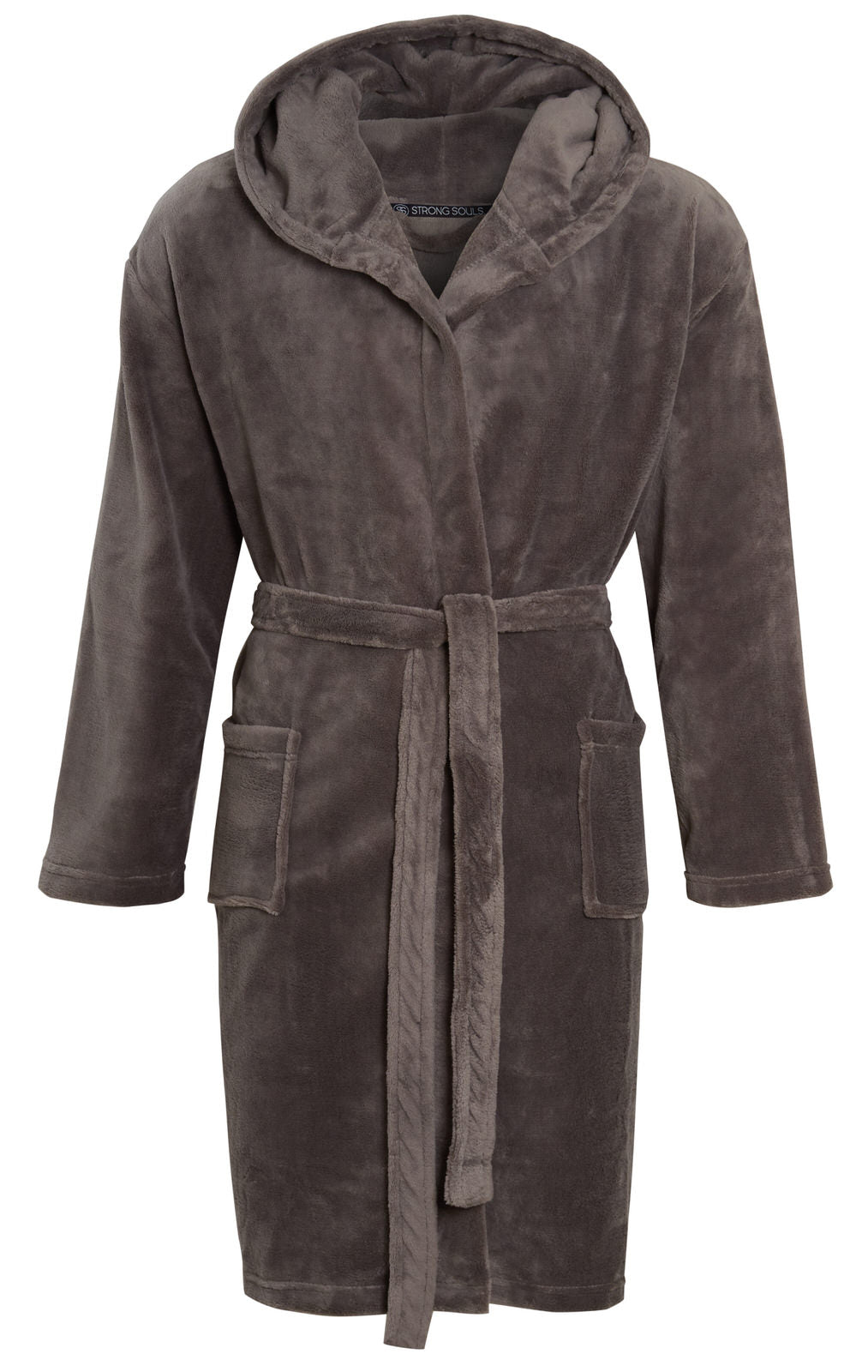 Mens Luxury Fleece Bathrobe Dressing Gown Hooded Bath Robe or Collar Housecoat