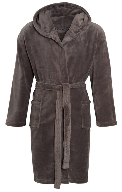 Mens Luxury Fleece Bathrobe Dressing Gown Hooded Bath Robe or Collar Housecoat