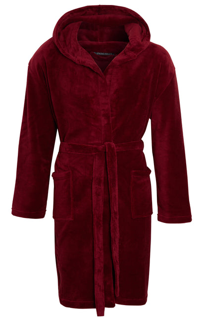 Mens Luxury Fleece Bathrobe Dressing Gown Hooded Bath Robe or Collar Housecoat