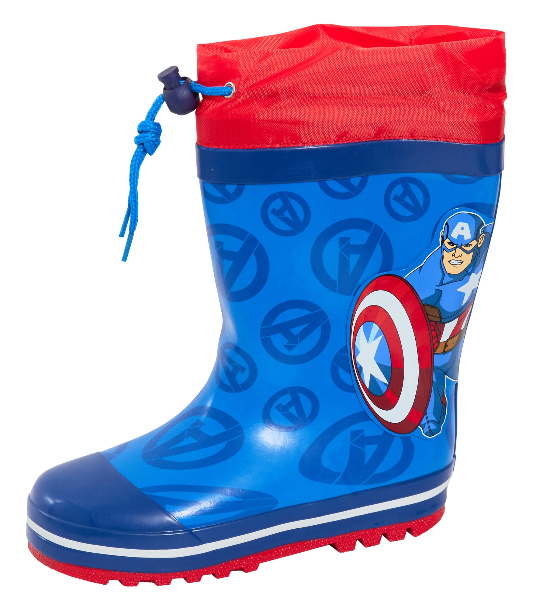 Boys Captain America Tie Top Wellington Boots Marvel Wellies Wellingtons Wellys