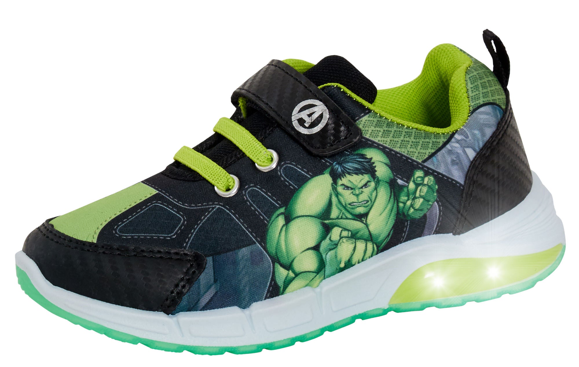 Boys Incredible Hulk Light Up Trainers Kids Marvel Avengers Skate Shoes Sneakers