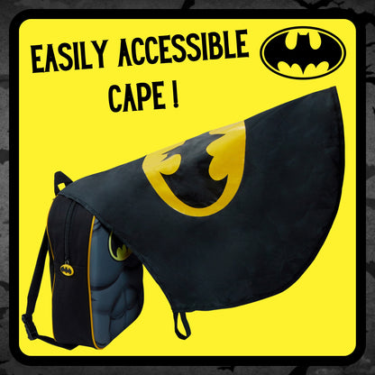 Boys Batman 3D Backpack With Cape in Pocket Kids Dress Up Costume Rucksack Bag