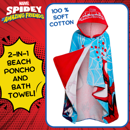 Spidey And His Amazing Friends Hooded Towel Poncho Beach Bath Towel Swimming Wrap