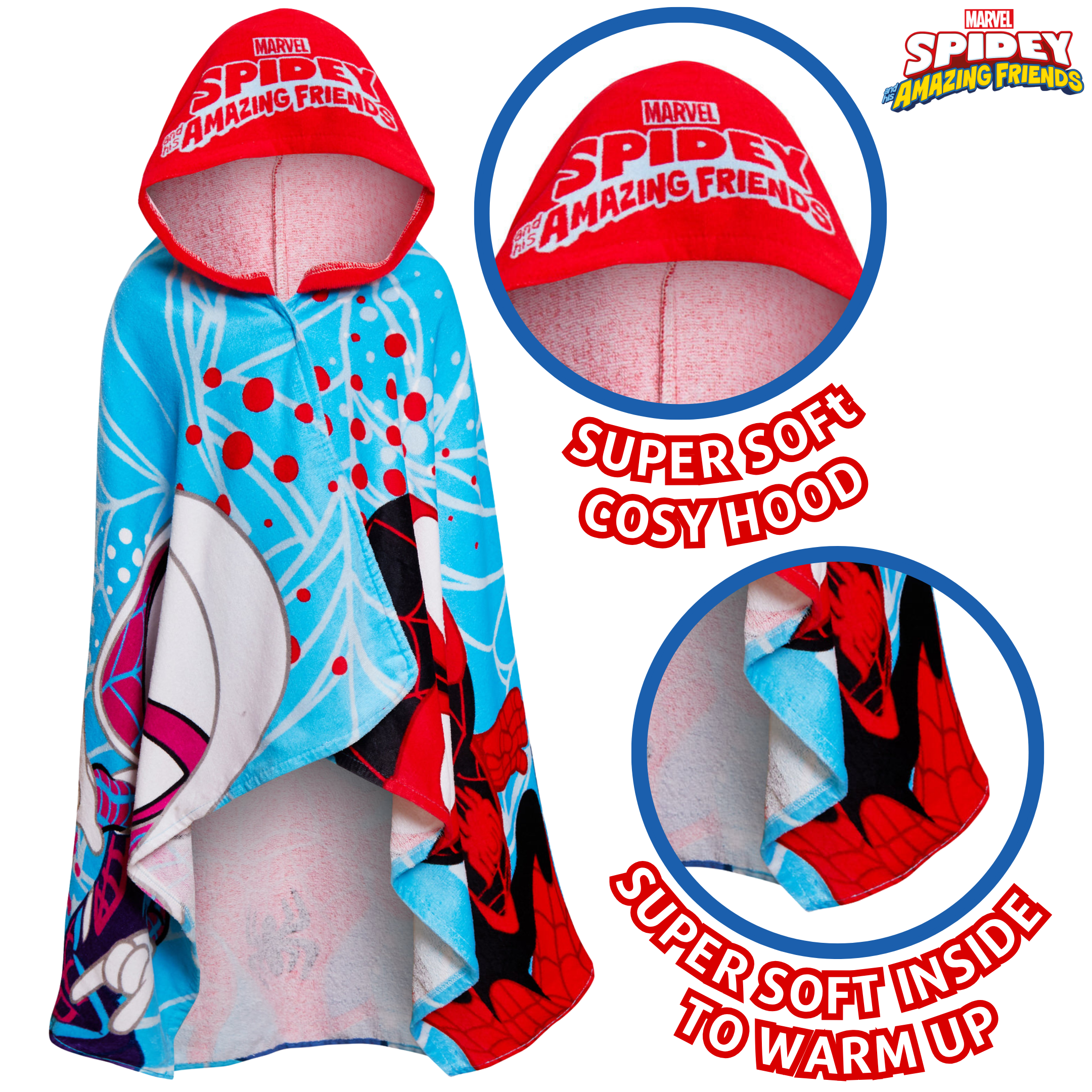 Spidey And His Amazing Friends Hooded Towel Poncho Beach Bath Towel Swimming Wrap