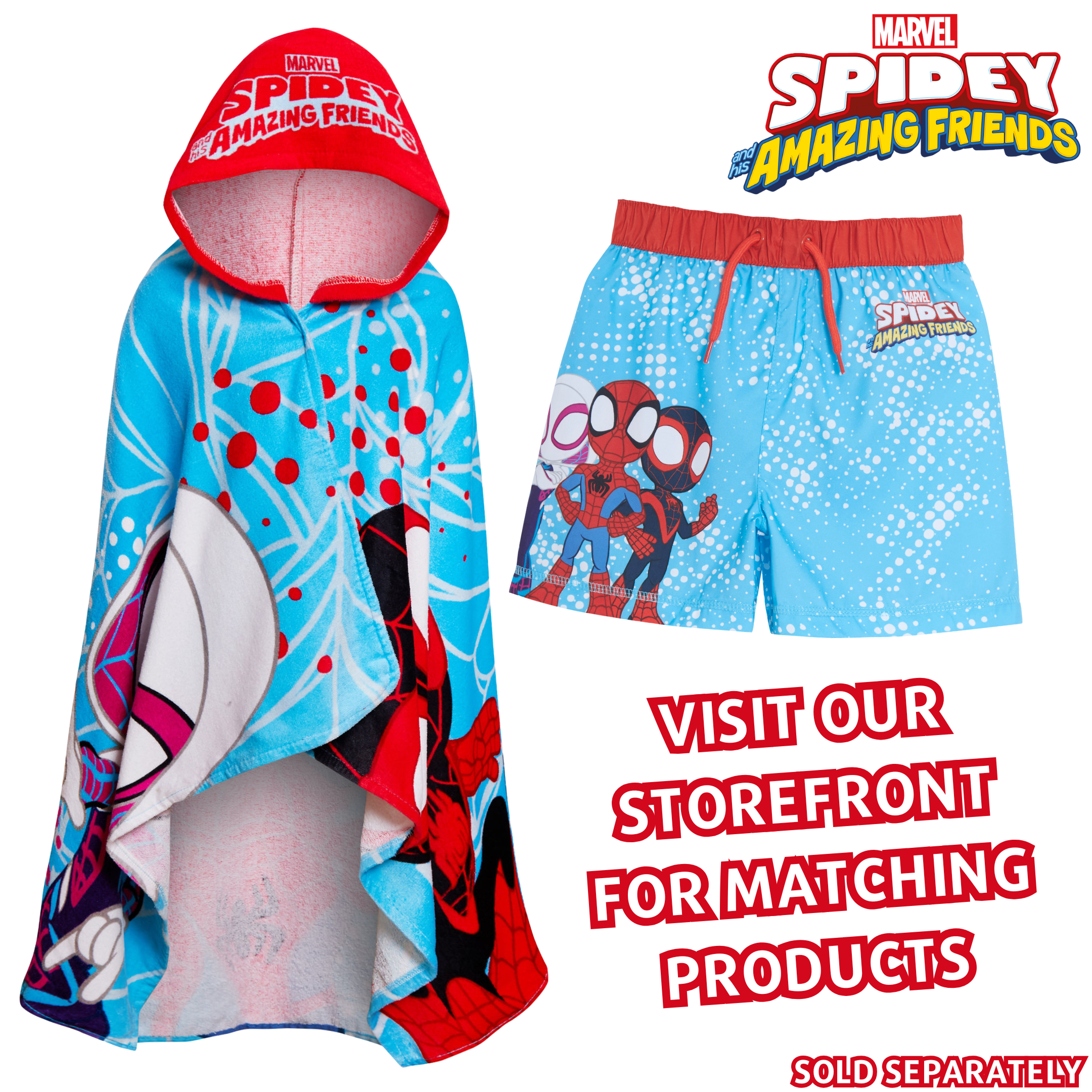 Spidey And His Amazing Friends Hooded Towel Poncho Beach Bath Towel Swimming Wrap