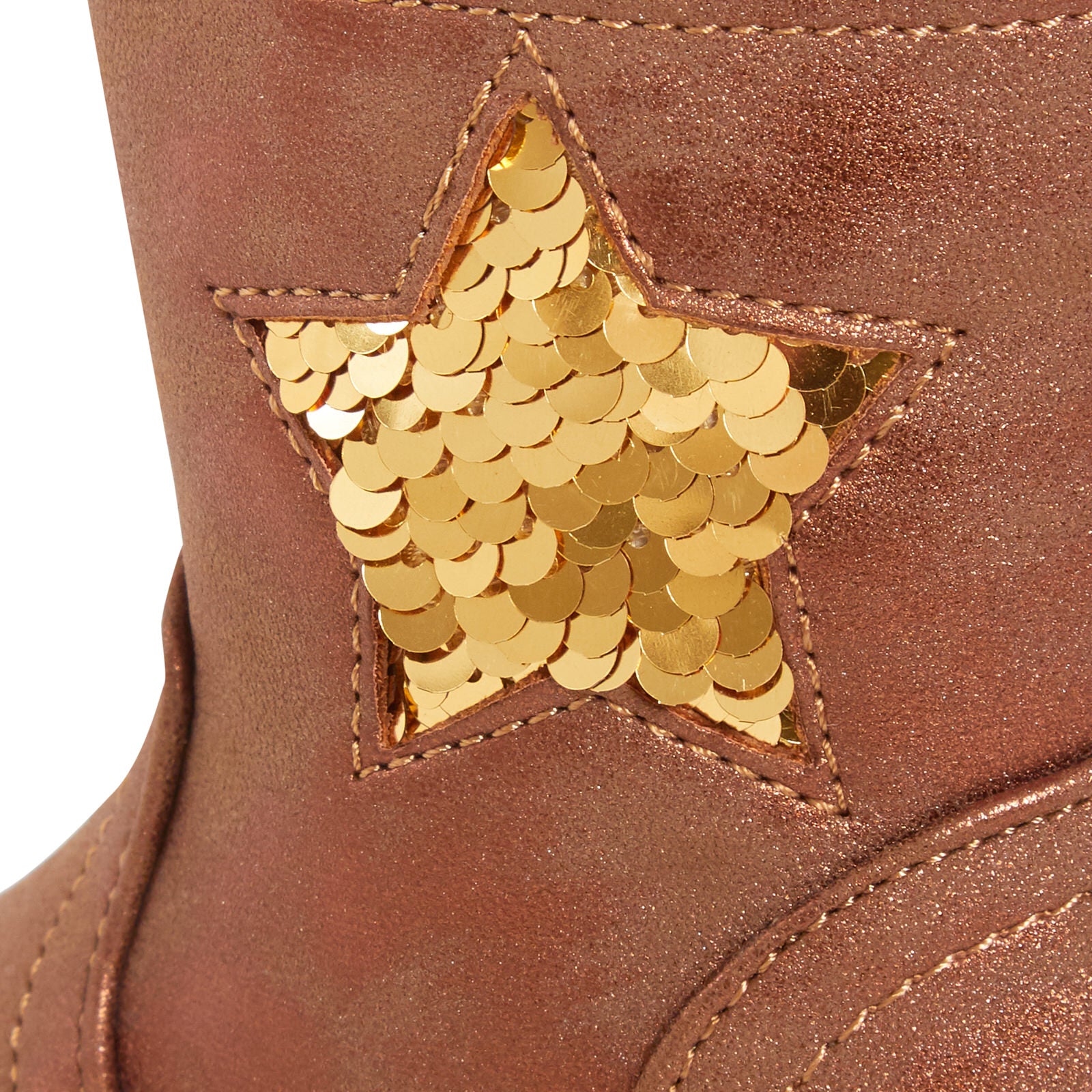 Girls Sequin Star Ankle Boots Kids Infants Flat Winter Shoes Zip Fastening Size