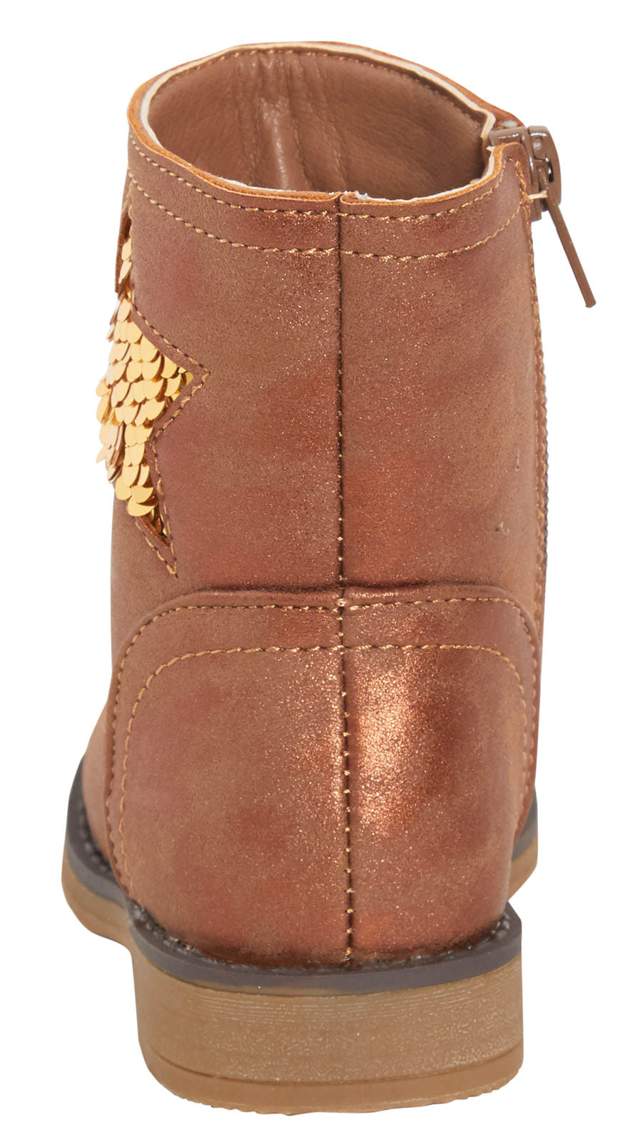 Girls Sequin Star Ankle Boots Kids Infants Flat Winter Shoes Zip Fastening Size