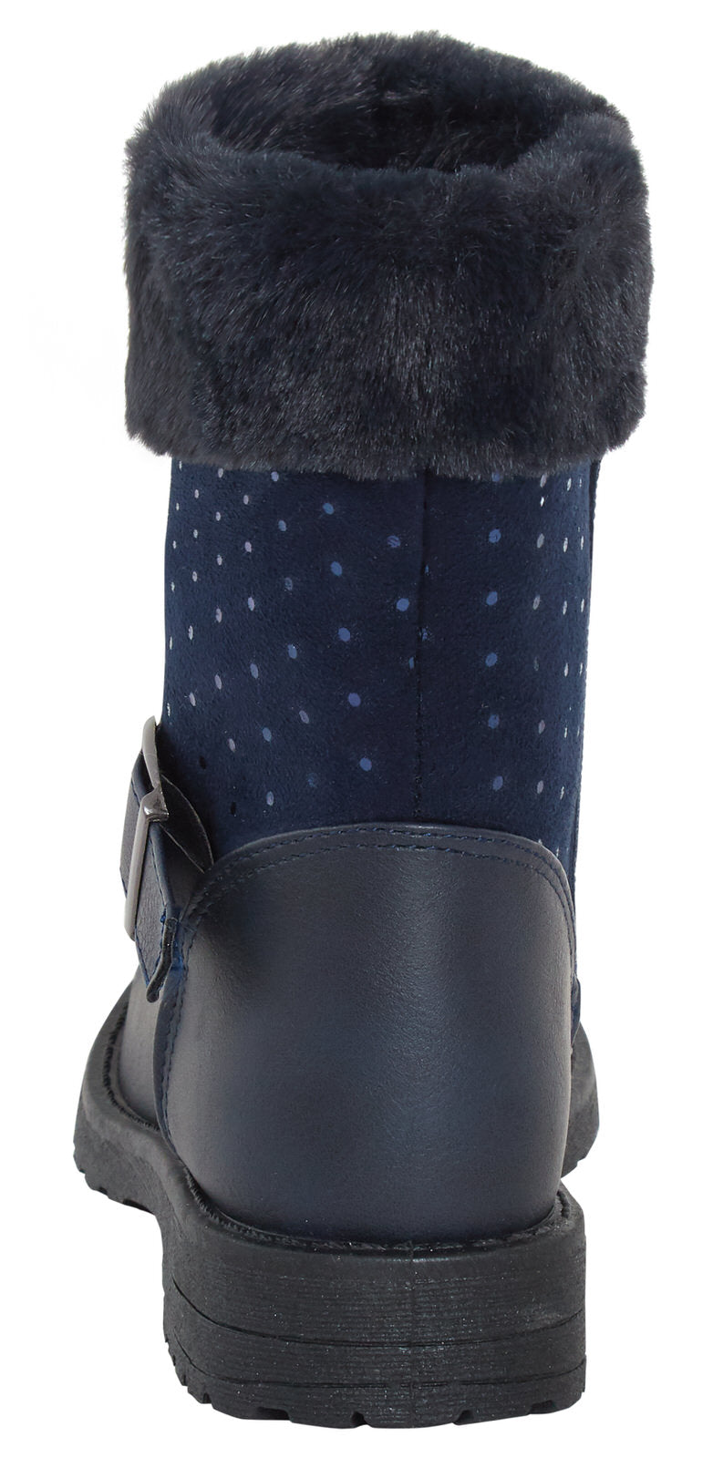 Girls Mid Calf Fur Trim Boots Kids Zip Fastening Biker Flat Boots Winter Shoes