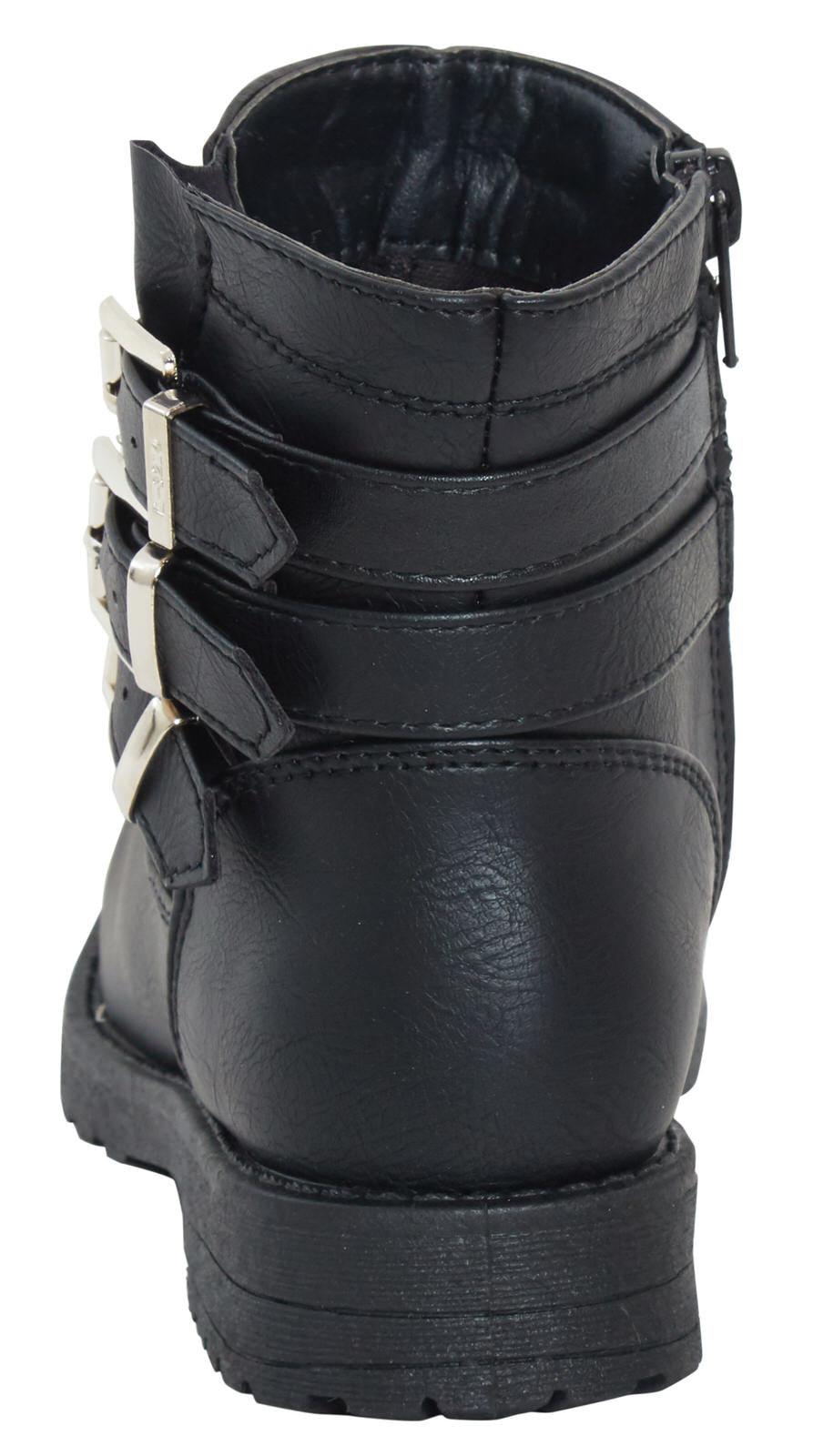 Girls Mid Calf Studded Buckle Biker Boots Older Kids Zip Fastening Winter Shoes